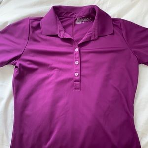 Purple Nike collared button up golf shirt